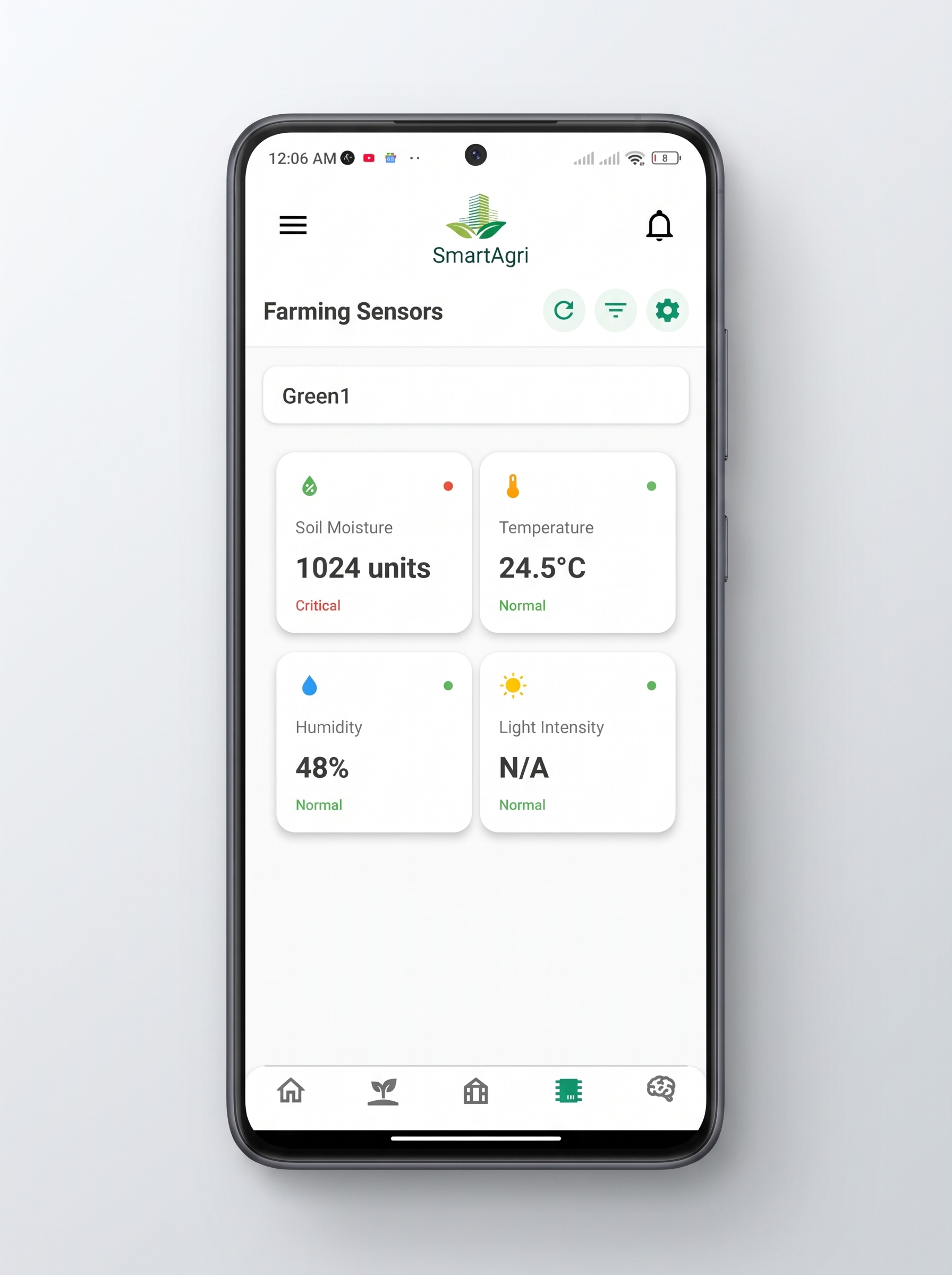 SmartAgri app promotional banner showing IoT farming features and mobile screens